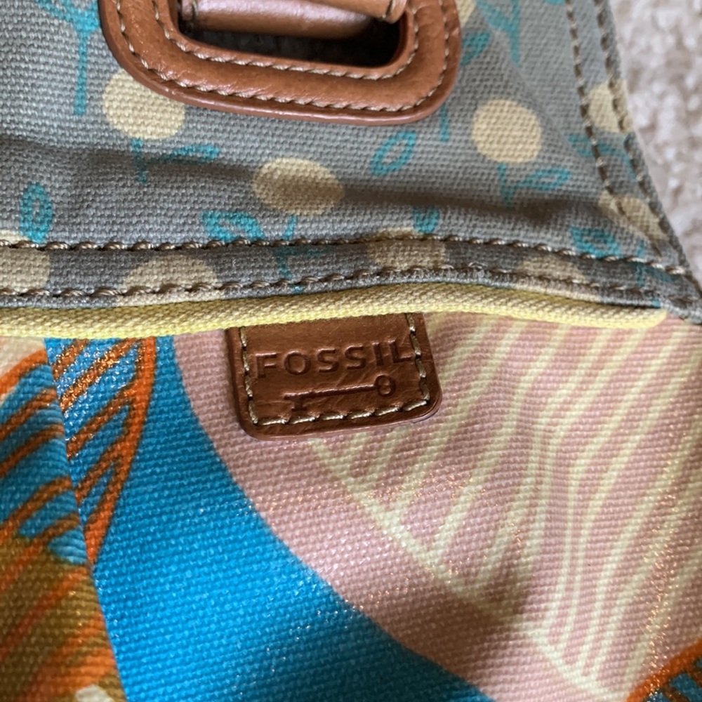 Fossil Keyper Waxed Canvas W Leather Trim Fun Pol… - image 4
